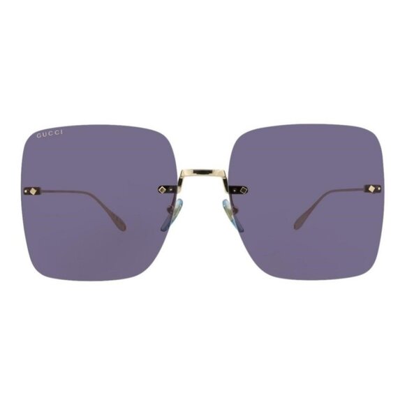 Gucci Womens Square/Rectangle Gold Gold Blue Fashion Designer Eyewear - Picture 2 of 4